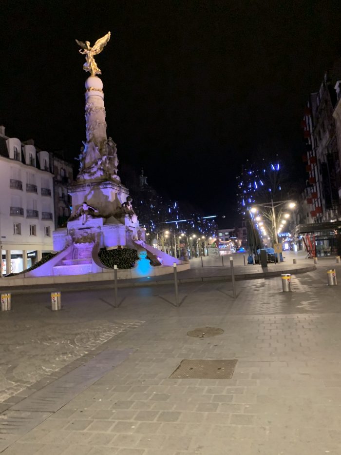 Reims at night during curfew. Only people with dogs and Deliveroo bikers were around. Our Winter Gate-away to the Mountains - no skiing included.