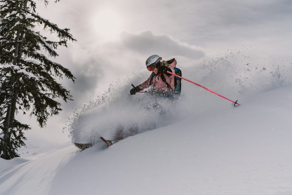 Chemmy Alcott, EcoSki's ambassador. Ski Sunday photo/EcoSki. EcoSki- a new way to think about ski clothing.