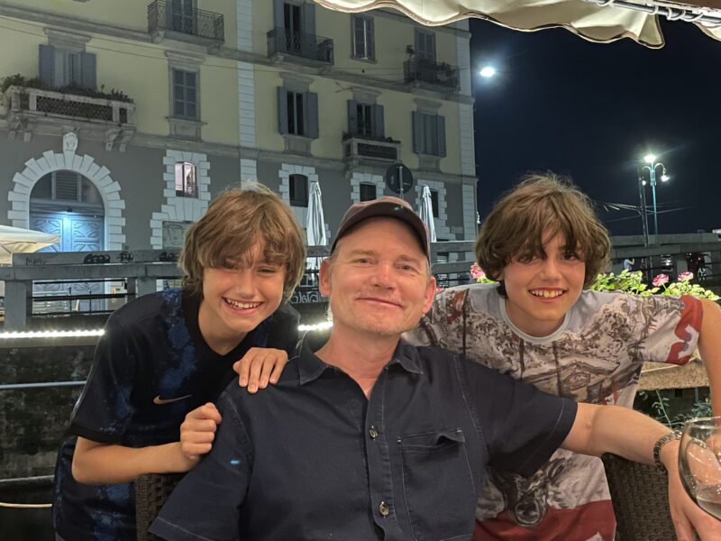 Dinner in Naviglio. It was extremely packed, but we went to the side canal and found a lovely restaurant and had a great meal. Prices are very good, compared to the UK! Our trip to the mountains for our summer holidays.