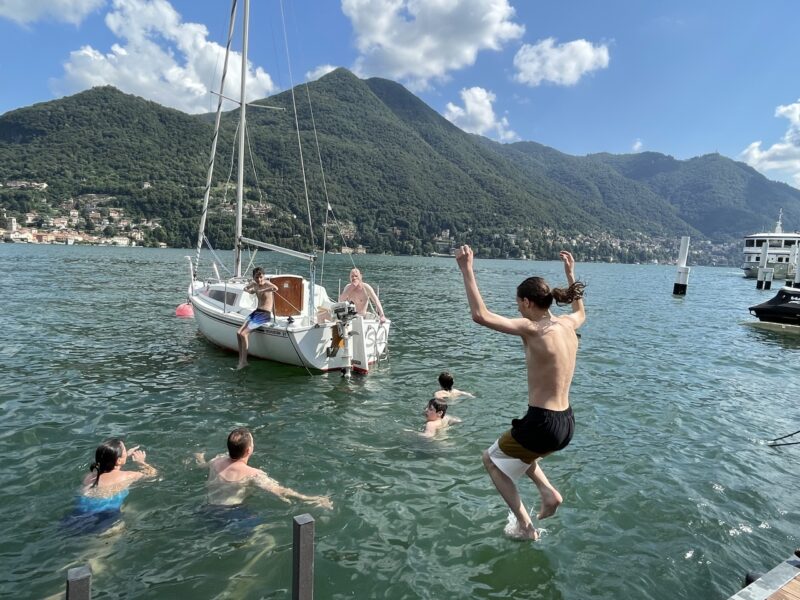Lunch and afternoon dip in Lago di Como visiting friends. You can't beat Lago di Como as a holiday destination! This is from Moltrasio, on the western shore of the lake. Our trip to the mountains for our summer holidays.