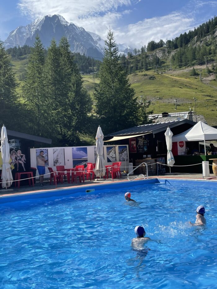 The boys loved this pool. You need to use a head cap to get into the pool this year (I think for Covid rules?)- You can acquire them at the place for EUR 3 each. Our trip to the mountains for our summer holidays.