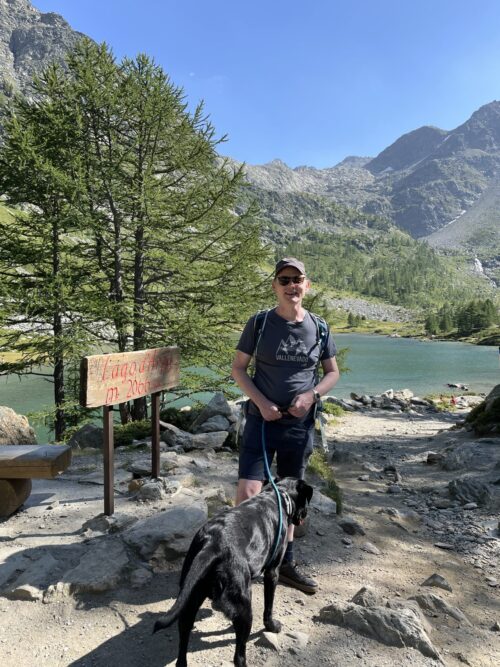 The entrance to Lago d'Arpy. A beautiful place to visit, if not too busy. Maybe is good to go a bit later. Or you can continue walking passing Lago d'Arpy and then it is pretty empty! Our trip to the mountains for our summer holidays.
