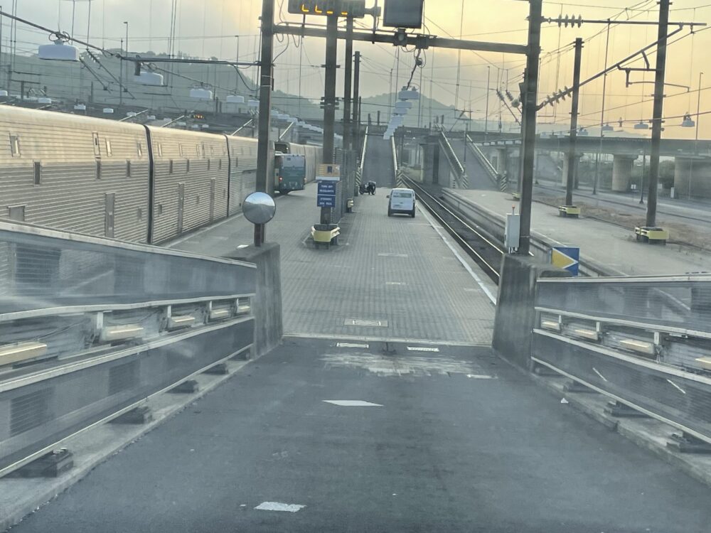 Getting onboard the Eurotunnel from Folkestone to Calais. Our trip to the mountains for our summer holidays.