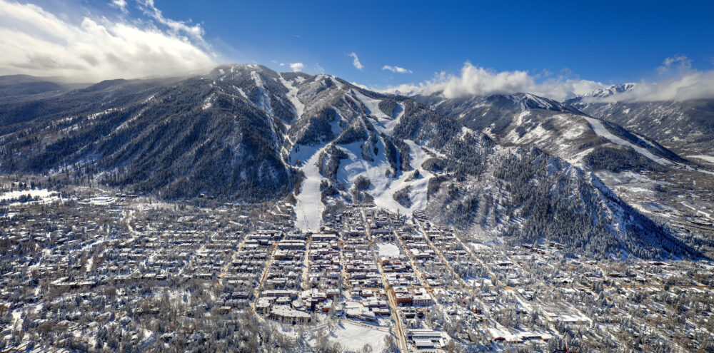 Aspen Mountain with the Town of Aspen. Photo Dan Bayer- Aspen Snowmass. $75 Airfare Offering into Aspen; Book by Friday, Oct. 8.
