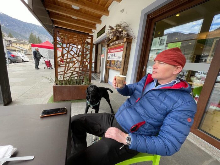 A quick morning coffee in Sablè in Morgex. Photo: The-Ski-Guru. Our Half Term Ski Safari Trip to the Aosta Valley