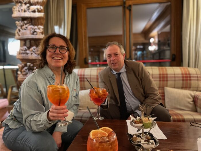 Aperitivo at the Gran Baita with Martino Cendou. Our Half Term Ski Safari Trip to the Aosta Valley