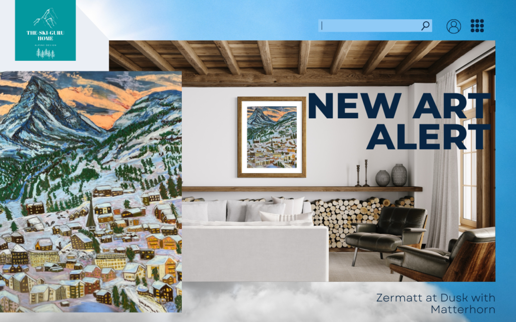 Zermatt at Dusk. New Art 122 x 102 cm. On Sale in my shop The-Ski-Guru HOME. Made with soft pastels.