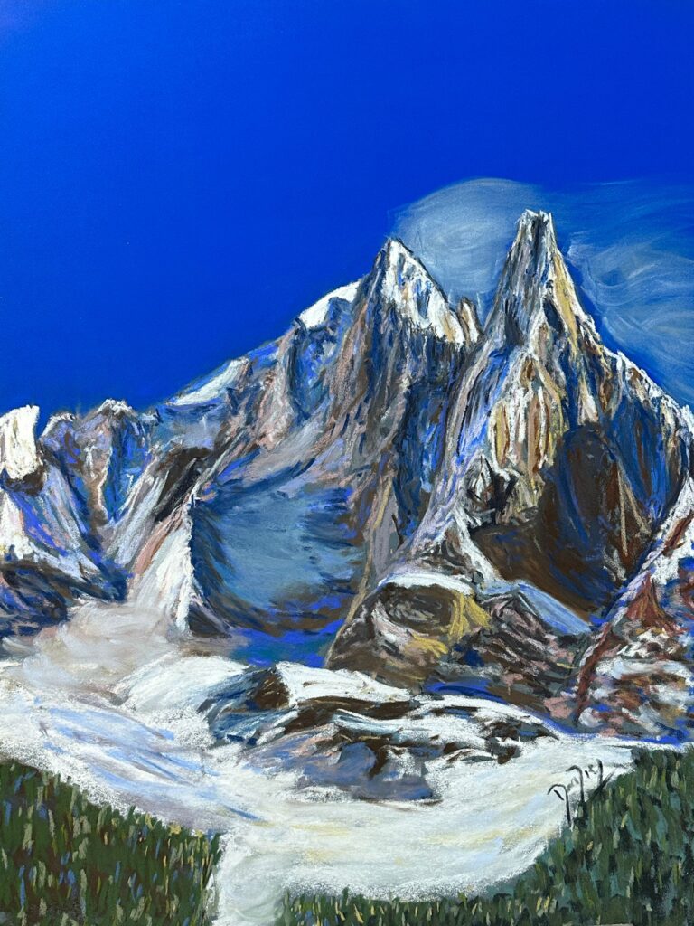 Aiguille des Drus et Aiguille Verte, in my shop. Soft Pastels, Pan Pastels and Charcoal on La Carte Pastel. 50 x 65 cm. Check it out here.