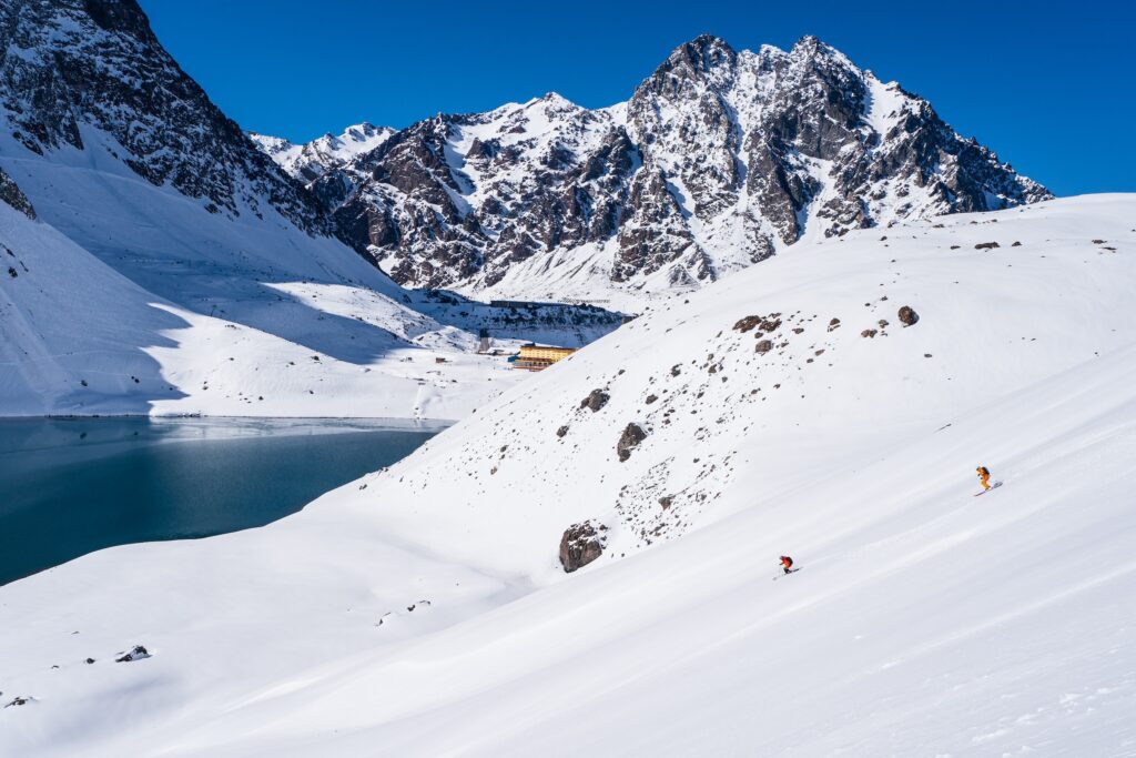 Skier off-piste in Portillo. Photo by Liam Doran. Courtesy Ski Portillo. 