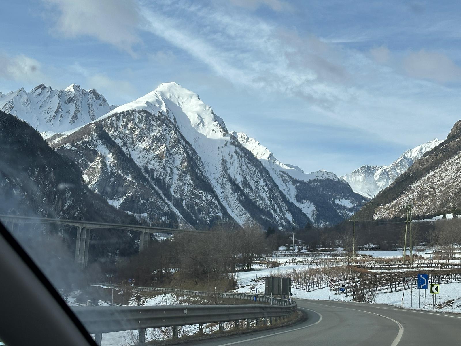 View towards the Monte Bianco, Tête du Grand Monte, Tête des Jeunes, and Tête des Vieux from Morgex. Photo: The-Ski-Guru.