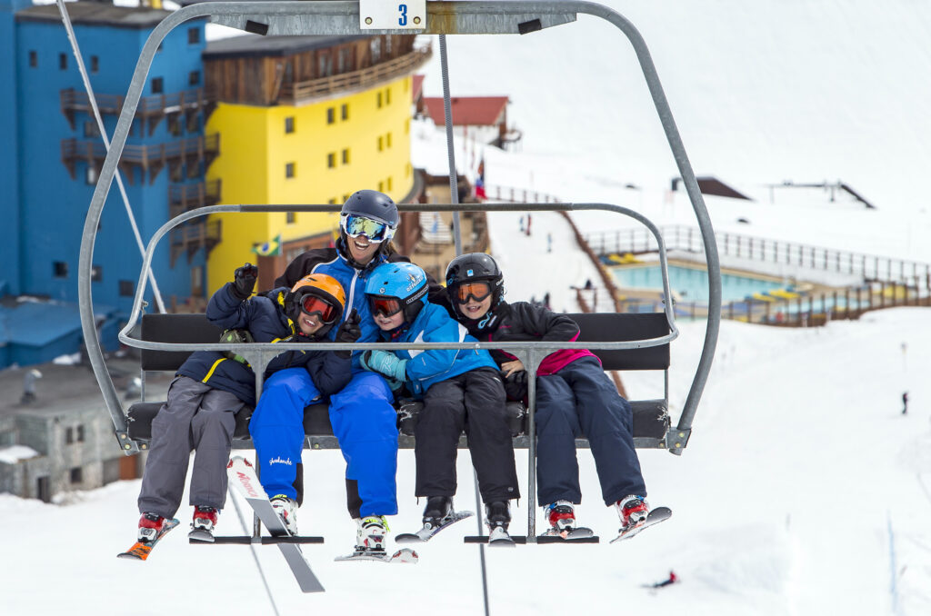 Ann Schorling and her students having a ball in Portillo, Chile. Photo courtesy Ski Portillo.