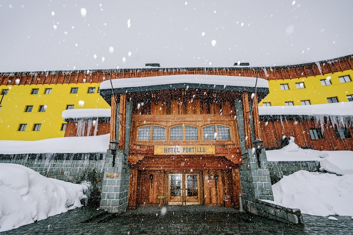 Entrance of Hotel Portillo. Photo by Tamara Susa. Courtesy Ski Portillo. 