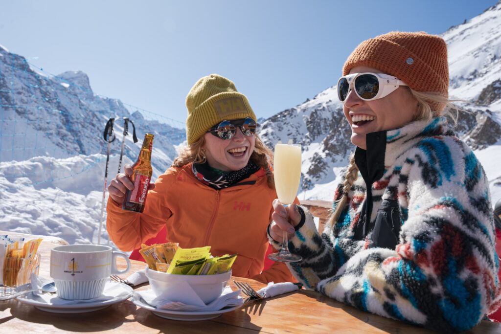 Lunch at Tio Bob's admiring the views (and enjoying a Pisco Sour!). Photo by Liam Doran. Courtesy of Ski Portillo. 