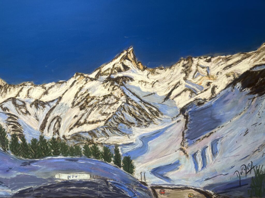 Painting of Cerro Las Lenas with soft pastels. 60 x 80 cm. In my shop.