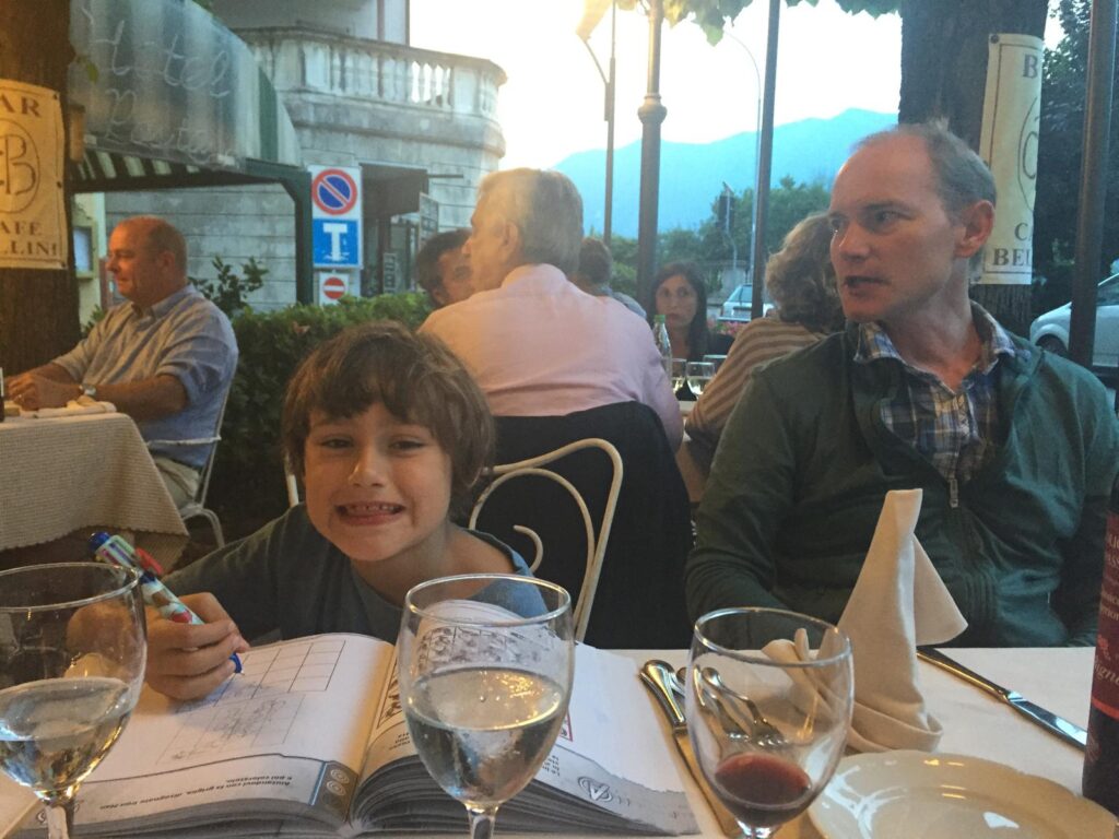 Having dinner outdoors at the Hotel Posta in Moltrasio. Photo: The-Ski-Guru.
